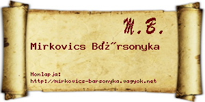 Mirkovics Bársonyka névjegykártya